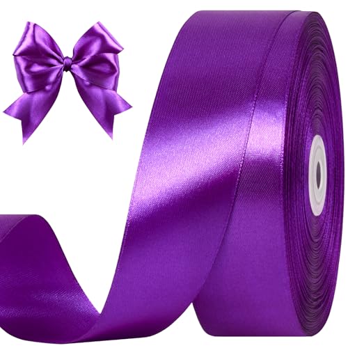 CLUEWR Purple Satin Ribbon 1-1/2 Inches 100 Yards