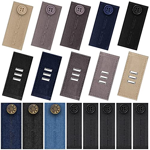 18 Pieces Button Extender Waistband Extender Adjustable Pant Button Extender for Women Men Pants Jeans Trousers Favors, Waistband Extenders Jean, Waist Extenders Black, 4 Styles