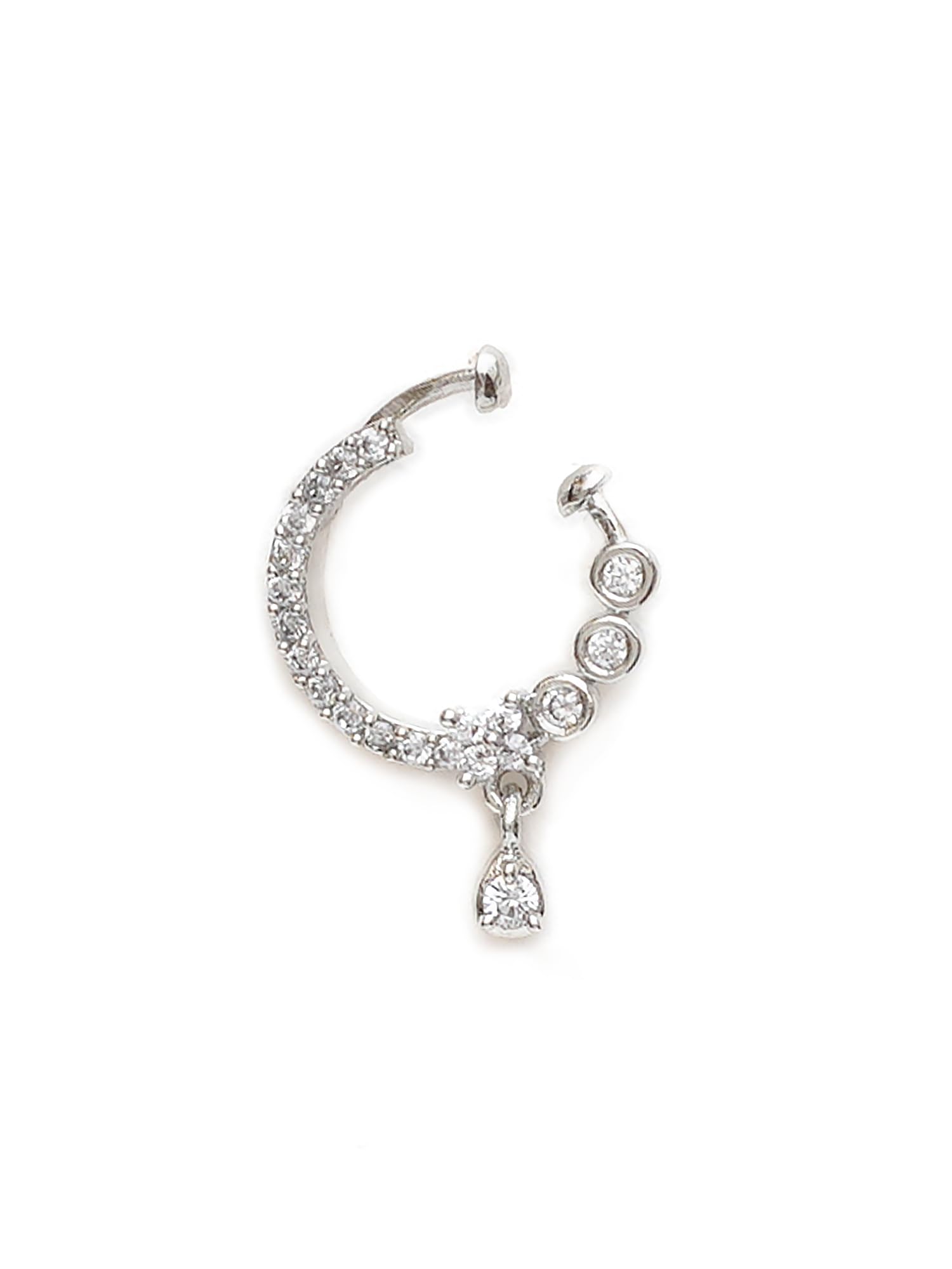 Mali Fionna AD Stone Diamond Nosepin for Women (Silver) (B0CQ5B89M2) Amazon Price History, Amazon Price Tracker