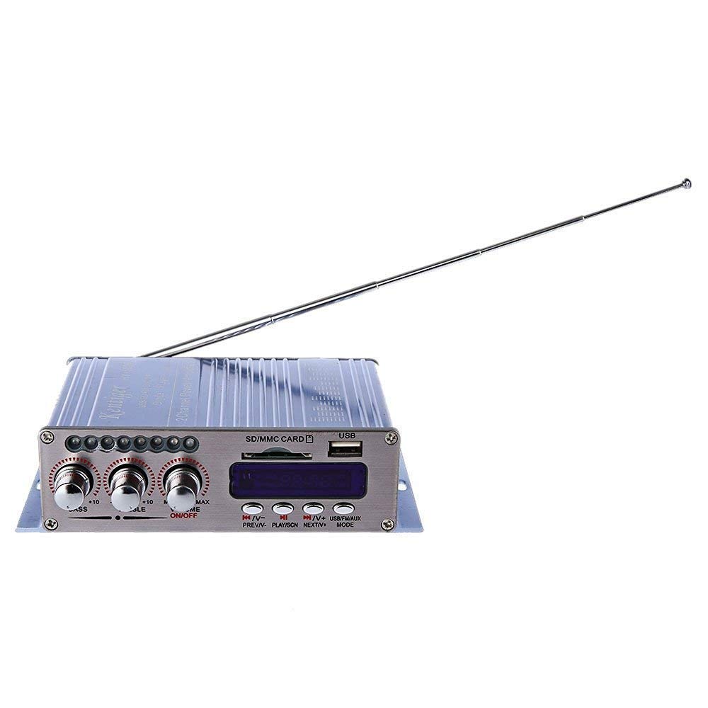DollaTek 12V Mini 2-Canales Hi-Fi Amplificador de Audio estéreo Digital USB SD DVD FM Audio Estéreo Radio Altavoz MP3 Coche Bluetooth Pantalla Reproductor para Coche/Barco/Motocicleta - Azul