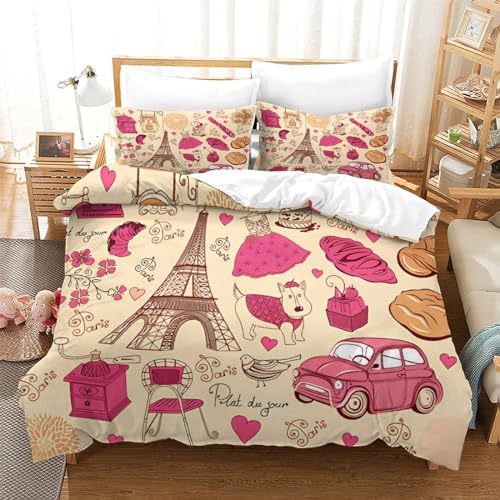 Housse de couette Tour Eiffel zippée microfibre pour lit deux personnes 220x240 - 3