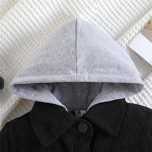 Toddler Boys Girls Shirt Hooded Jacket Ribbing Color Blocking Long Sleeved Children's Lapel Button Tops Clothes2