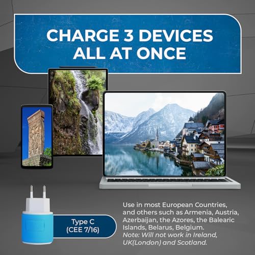 OREI European Travel Plug Adapter with Dual USB - for Most of Europe - Type C (U2U-9C), Will Work with Cell Phones, Camera, Laptop, Tablets, iPad, iPhone and More4