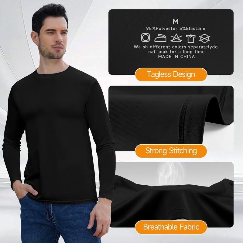 SIMIYA Mens Thermals Long Sleeve Undershirt Warm Fleece Lined Base Layer Thermal Tops Long John Shirts for Men - image 5