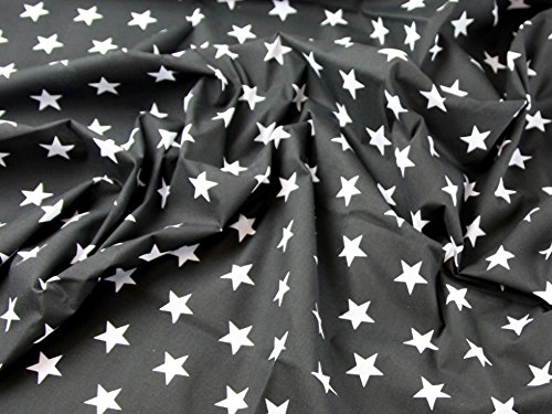 Balsara's Black 1M | Polycotton With White Stars Quality Fabric **Free Uk Post** 25Mm Stars Japanese Qkt 4000 Poly Cotton Material Jet Colour Color Dressmaking Shirts Clothes Crafts