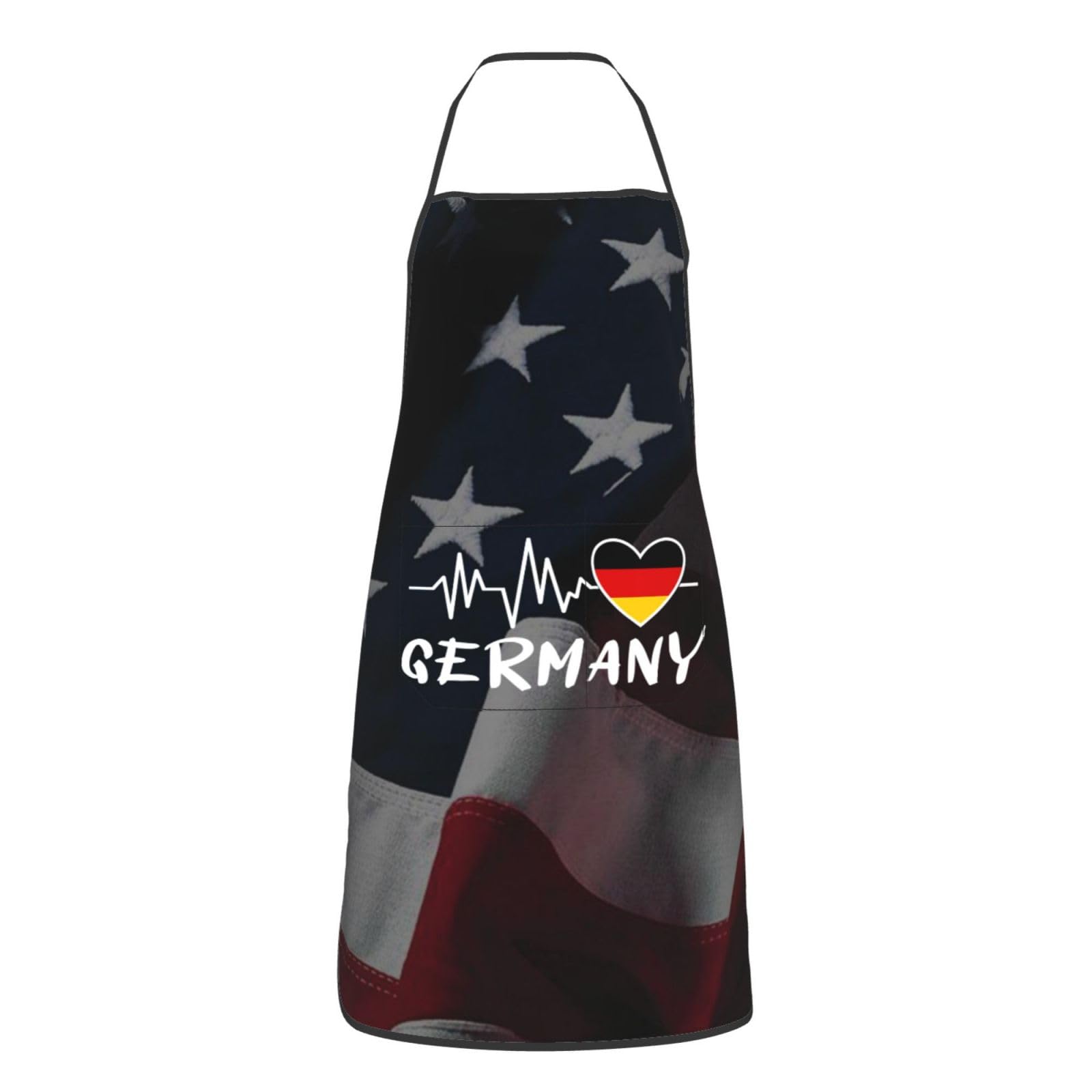 nopicsn Germany Heartbeat Apron for cooking with Pockets Women Men Kitchen Chef Funny Aprons