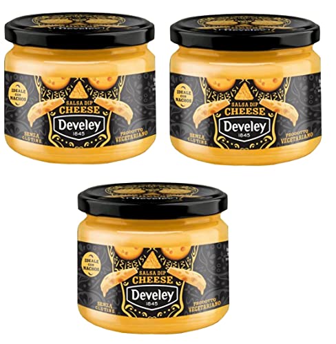 3 salsa de queso Develey Salsa Dip Cheese, sin gluten, producto vegetariano, ideal para salsa de queso Nachos 270 g