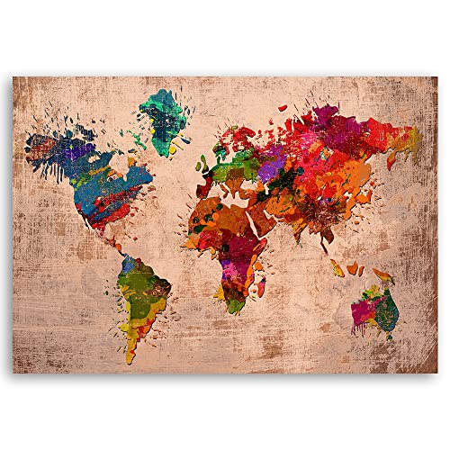 Feeby Quadro Tela Non Tessuta Mappa del mondo