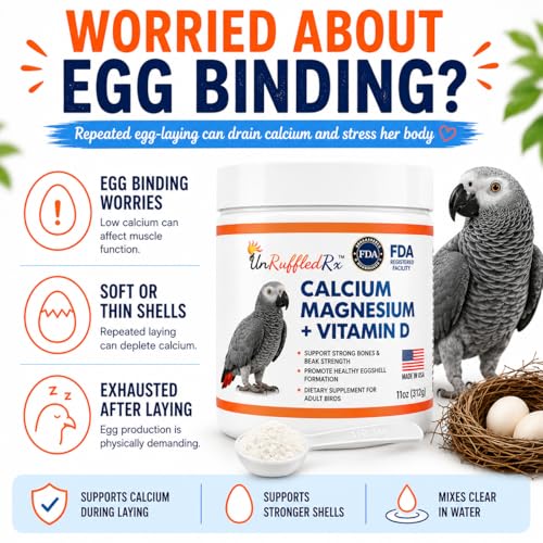UnRuffledRx™ Bird Calcium Plus with Magnesium and D3, Dissolves Clear and Tasteless in Water, Supports Bone, Muscle, Feather and Egg Health, 45 Servings, Made in FDA-Registered USA Facility - Image 2