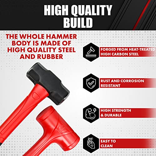 C&T 6-Piece Hammer Set, Fiberglass Handle & Mallet Set, With Shock Reduction Grip, Metal Working | Garage Home Kit | Mechanic Tools | Sledge Hammer | blacksmith Hammer | Ball Peen Hammers | Hand Tools - Image 4
