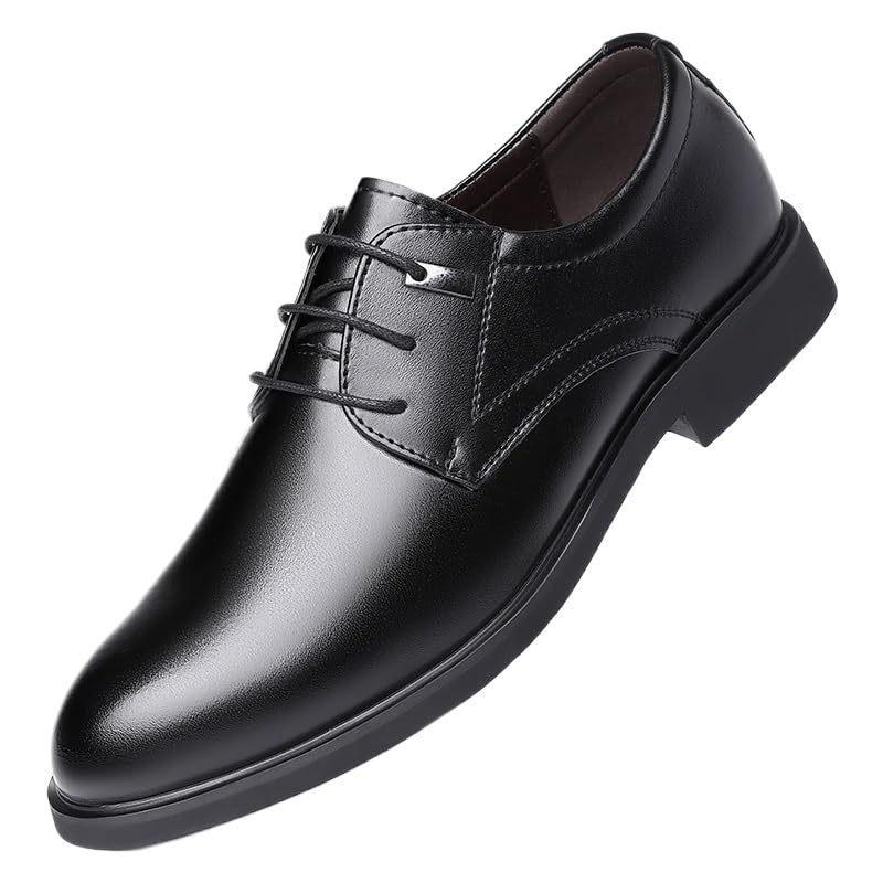 Dress Formal Shoes for Men's Lace-up Outdoor Brogue Non Slip Block Heel Business Calfskin Leather