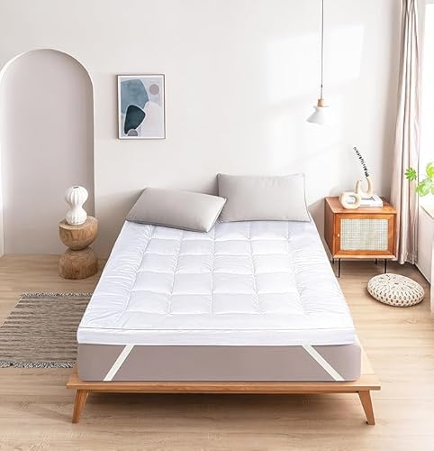 MS LINEN UK Mattress Topper Double Bed – Extra Deep 10 cm thick Mattress Toppers Double Size Bed | Ultra Soft Box Quilted Firm Topper | Breathable & Non-Allergenic Filling with Elasticated Straps