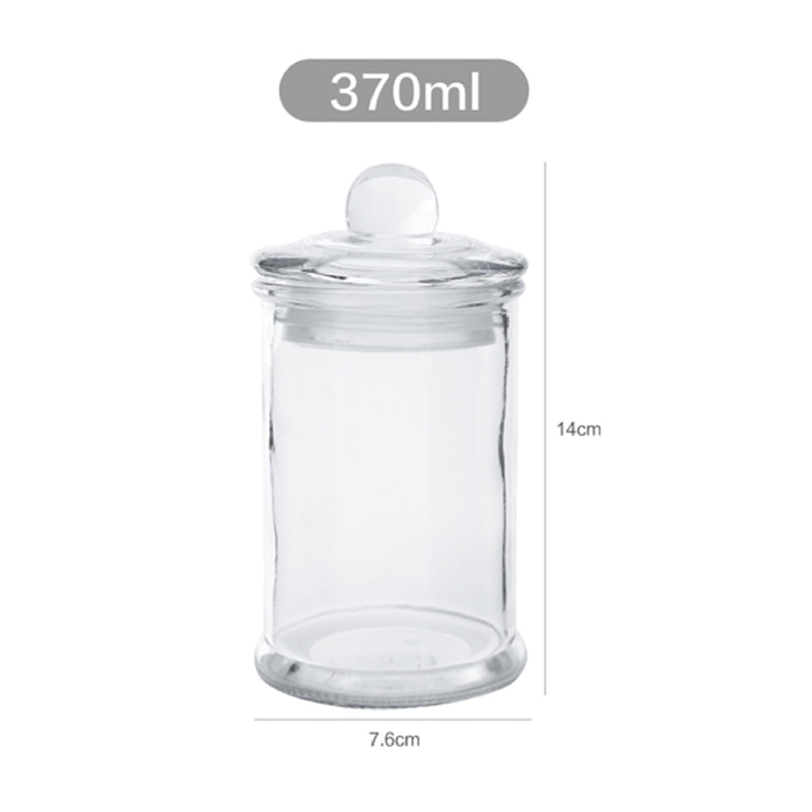 Bocal à bonbons en verre transparent, pot de stockage de bijoux de nourriture en étain portable, bouteille scellée, récipient de stockage de cuisine (Color : 370ml)