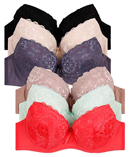 2ND DATE Women's Push up & Double Push up Bras (Packs of 6)