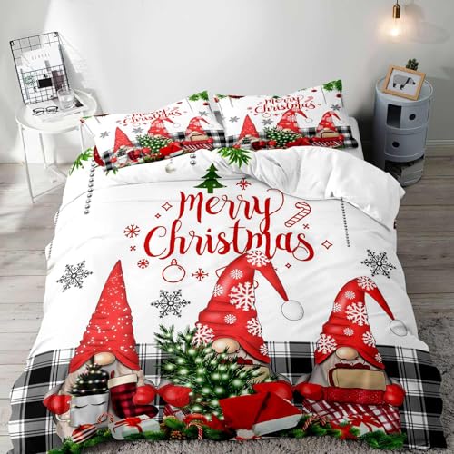 LUVIVIHOME 3 Stück Weihnachtswichtel Bettbezug Queen,...