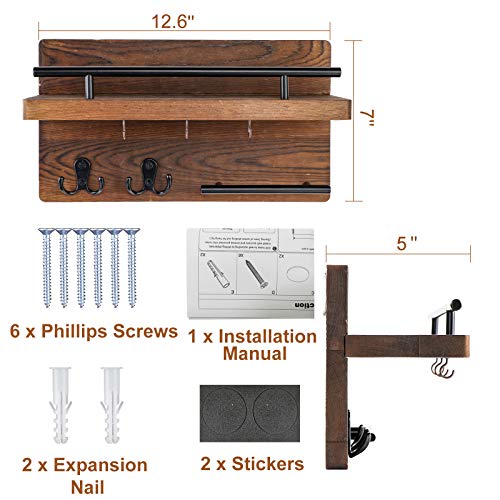 Ourwarmwallmountedkeyholderhangersforwalldecorativewith5keyhookswoodenmailrackorganizerwithshelfrustichomedecorforentrywaymudroomhallwayofficebrown  Urban Country Home Decor Ourwarm wall mounted key holder hangers for wall decorative with 5 key hooks wooden mail rack organizer with shelf rustic home decor for entryway mudroom hallway office brown  urban country home decor