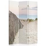 Ideal para casas y tiendas Feeby Frames Biombo Impreso sobre Lona, tabique Decorativo para Habitaciones, a una Cara, de 3 Piezas (110x150 cm), Duna, MAR, Blanco, Azul, Verde