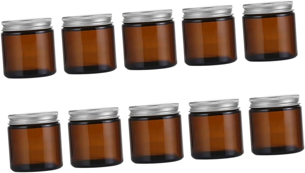 ULDIGI 10pcs Candle Empty Holders with Aluminum Lids for DIY Candle Making Aromatherapy and Home Decor Brown Container for Personal Use and Gifting