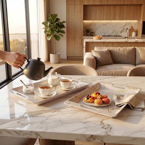 Image of U.P.C Serving Tray Set of 2 / Tray Set for Serving Premium Printed Tray for Serving /Multi-Use Serving Plate (Small, Medium)