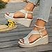 Womens Wedges Open Toe High Heel Summer Stylish Flat Sandals Strappy Beach Travel Shoes Gold