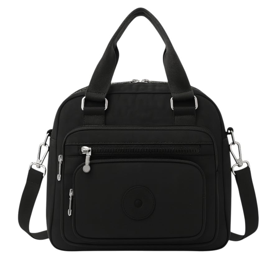 Mochila Bolsa Feminina Casual, shower bag transversal, Ajustável, Resistente à Água, para Escola, Trabalho e Passeios (Preto)