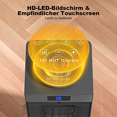 Wilktop Keramische ventilatorkachel, 2000 W, stil, met afstandsbediening, reiniging van negatieve ionen voor badkamer, 1-12 uur timer voor 30 m² binnenruimtes, 3-traps, 120 graden oscillatie - Afbeelding 4