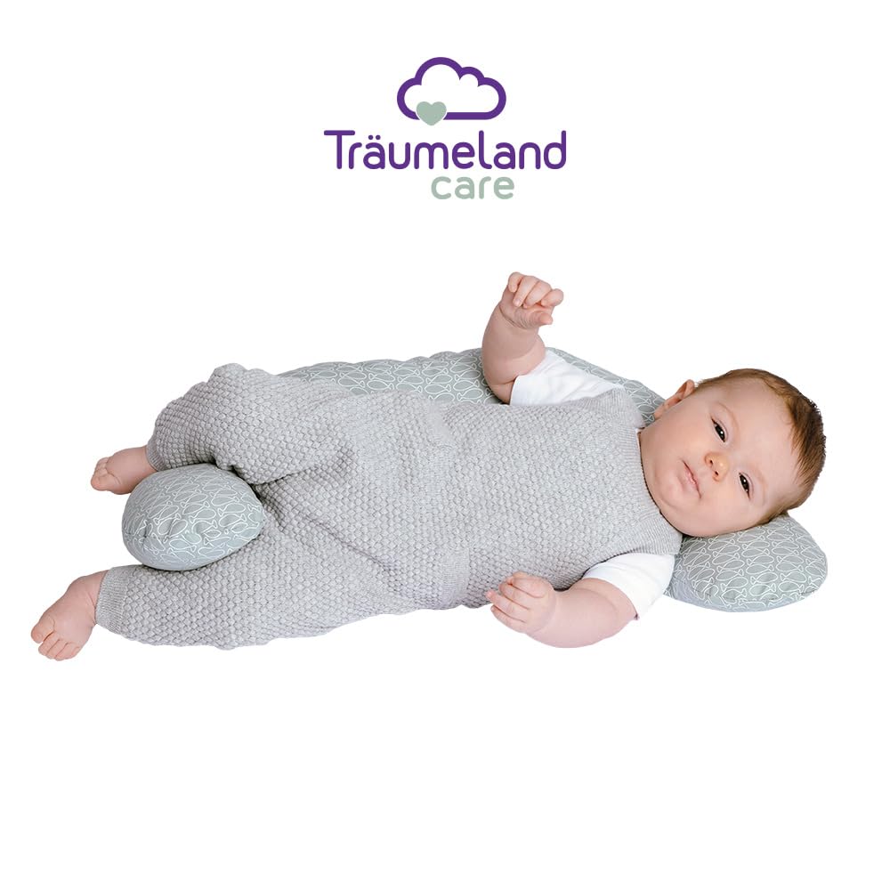 Träumeland T041002 Coussin de positionnement latéral pour bébé Garnissage billes d'EPS Housse amovible 100% coton Motif 2 Gris