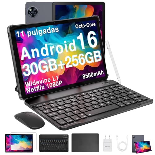 DOOGEE U11 Pro Android 16 Tablet 11 Pulgada, 8580mAh 30GB+256GB/2TB Tablet con Teclado y Lápiz, Octa Core Gemini AI Tableta PC, 13MP+5MP/Widevine L1/HD 90Hz/Face ID/5G WiFi Tablets Infantil con Ratón