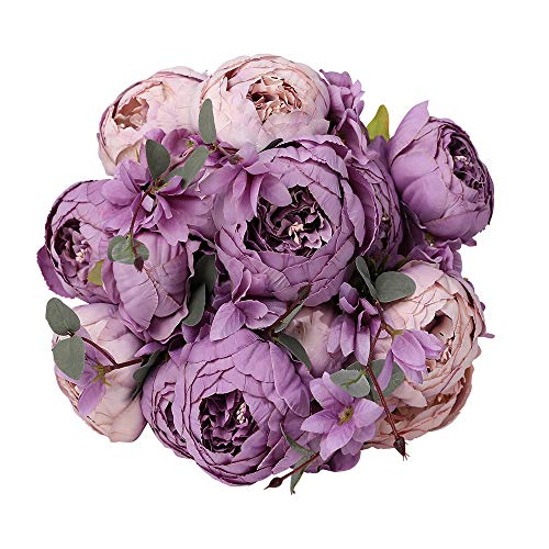 JOYHAZE 1 Pack de Ramos de Peonías Artificiales, 19'' de Flores de Peonía de Seda Grandes con Brotes para la Decoración de Oficina, Reunión Familiar, Boda, Centro de Mesa, Arreglo Floral