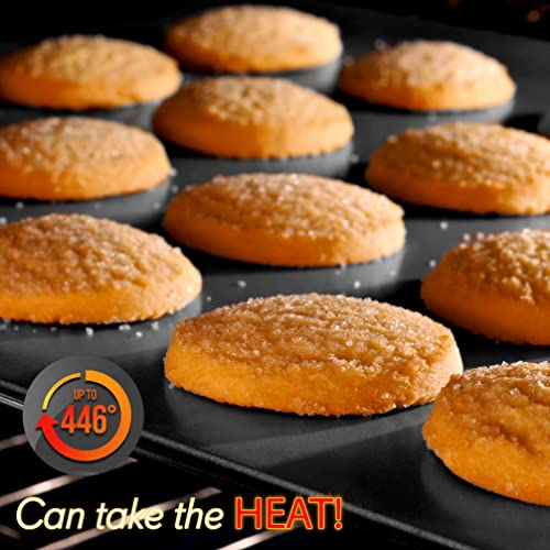 3-Pc. Nonstick Cookie Sheet Pans - Pfoam Pfosm Ptfe-Free, Professional Quality Kitchen Cooking Non-Stick Baking Trays W/ Black Coating Inside & Outside #TOP4