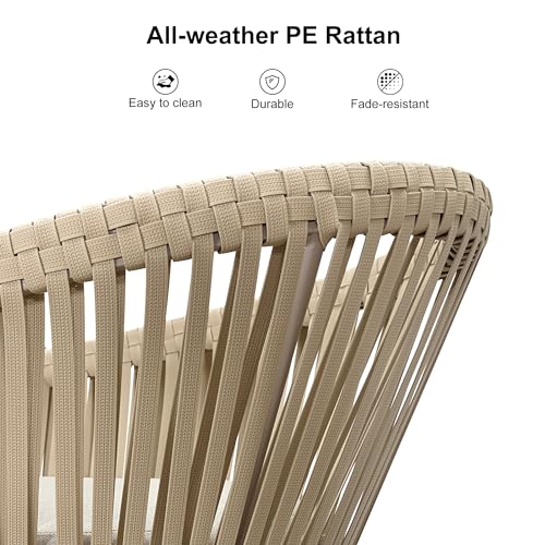 Image of PURPLE LEAF 9 Pieces Outdoor Dining Set with Patio Aluminium Square Dining Table and Wicker Rattan Chairs Modern Furniture Cushions Sets for Backyard Indoor Decor Kitchen Champagne