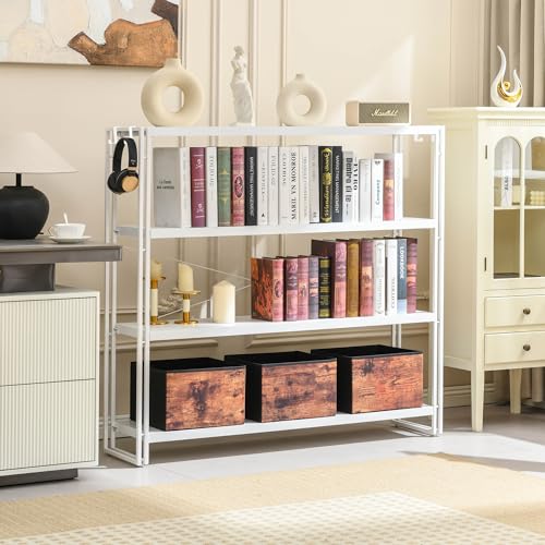 Industrial White Open Freestanding Bookcase for Home Office