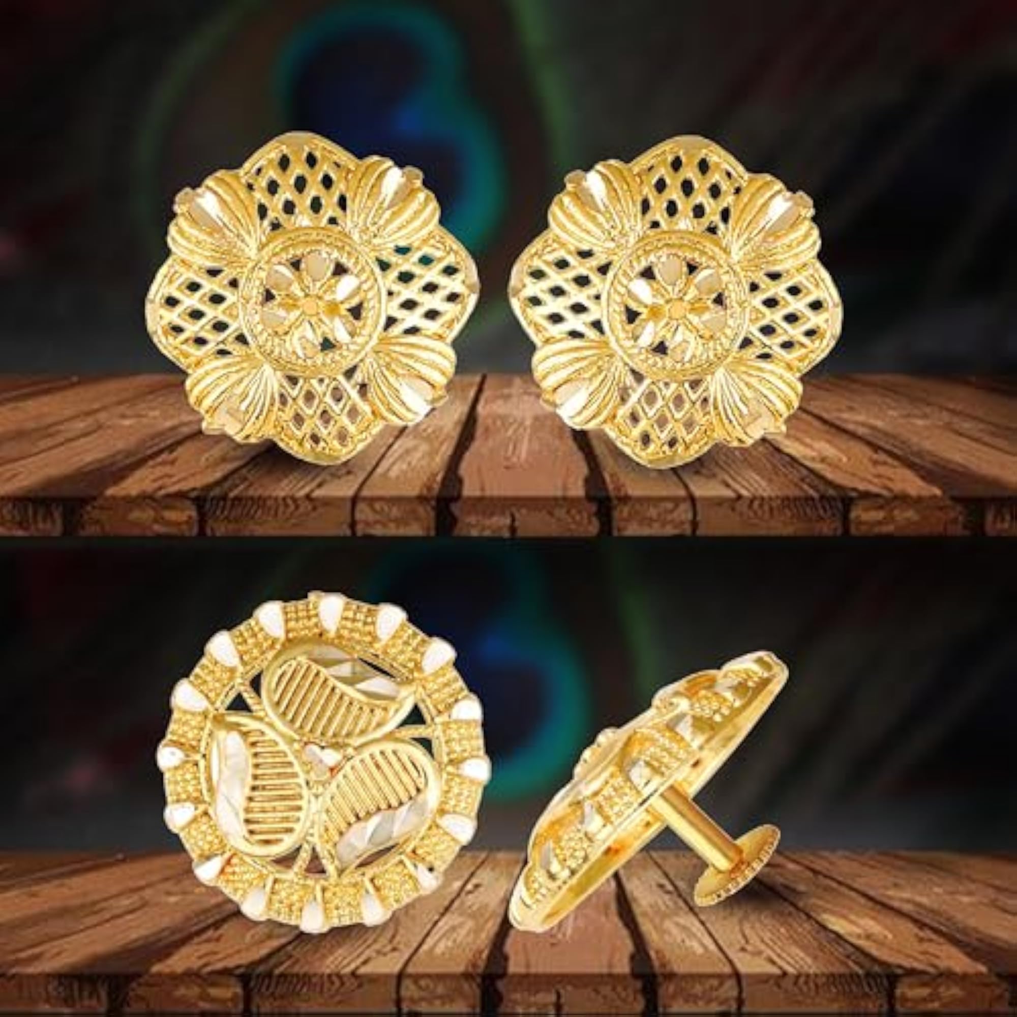 Women's Everyday Gold Plated Jhumki & Stud Earring Set