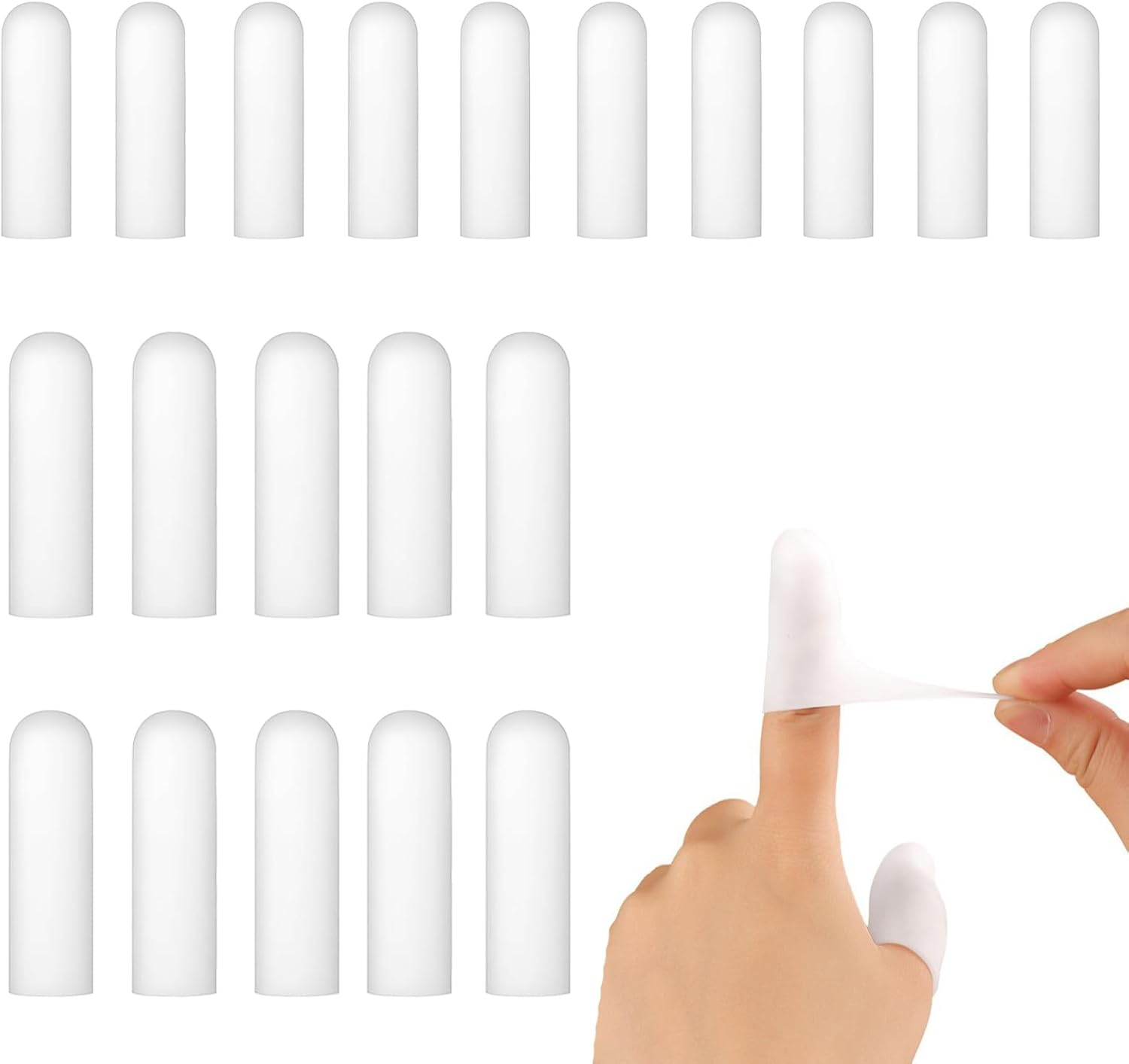 20pcs Silicone Finger Protectors, Gel Finger Cots, Fingers Sleeves for ...