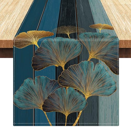 LRartdeco Table Runner Bleu Chemin Table Décoration Champetre Chemins de Table Tissu Chemin de Table Rétro Style Frustique pour Vacances Vénements Dîner Décorations 40x140cm