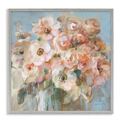 Blushing Bouquet Floral Still Life, 12 x 12 Inch Framed Giclée Print