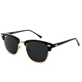 Semi-Rimless Frame Square Sunglasses for Men Women 100&percnt; Real Glass Lens