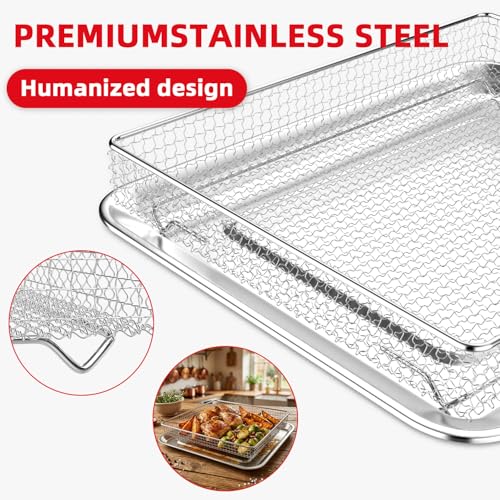 Image of 3PCS Baking Set for Cuisinart TOA-60 /65 /70 Air Fryer Oven, Basket Pan | Air Fryer Toaster Oven,Air Fryer Basket Pan Rack for Oven Air Fryer Accessories,Dishwasher Safe