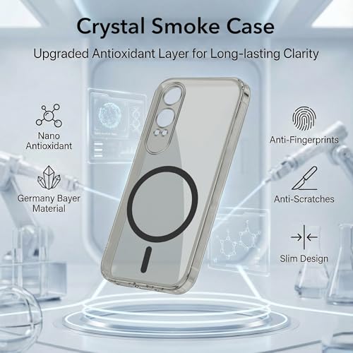 Image of Jkobi Lifetime Anti-Yellow MagSafe Compatible Clear Back Cover Case for OnePlus Nord CE 4 Lite (Sleek Hard Crystal | Shockproof and Camera Protection)