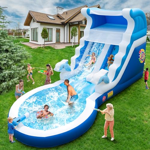 HXDOGSP Inflatable Water Slide Commercial Grade: 24FT(L) Water Bounce House