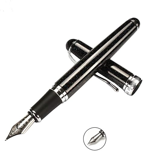 Miniatura 5 de Pluma estilográfica negra con purpurina, recargable de 5.5 in x 0.5 in para hombres y mujeres, diario, caligrafía, bolígrafos de escritura suave
