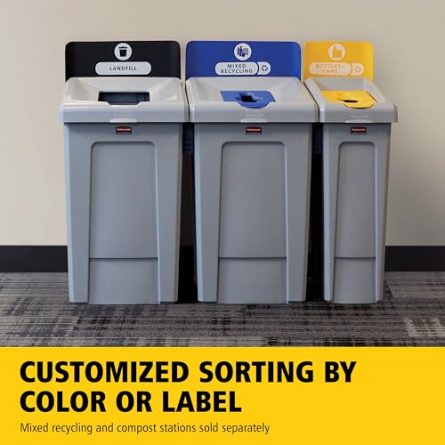 Image of Rubbermaid Commercial Products SLIM JIM Recycling Station 1-Stream Mixed Recycling Bin /Can /Kit /Station, 33 GAL, for Kitchens /Classrooms /Offices /Back of House /Higher Education /Commercial Facilities