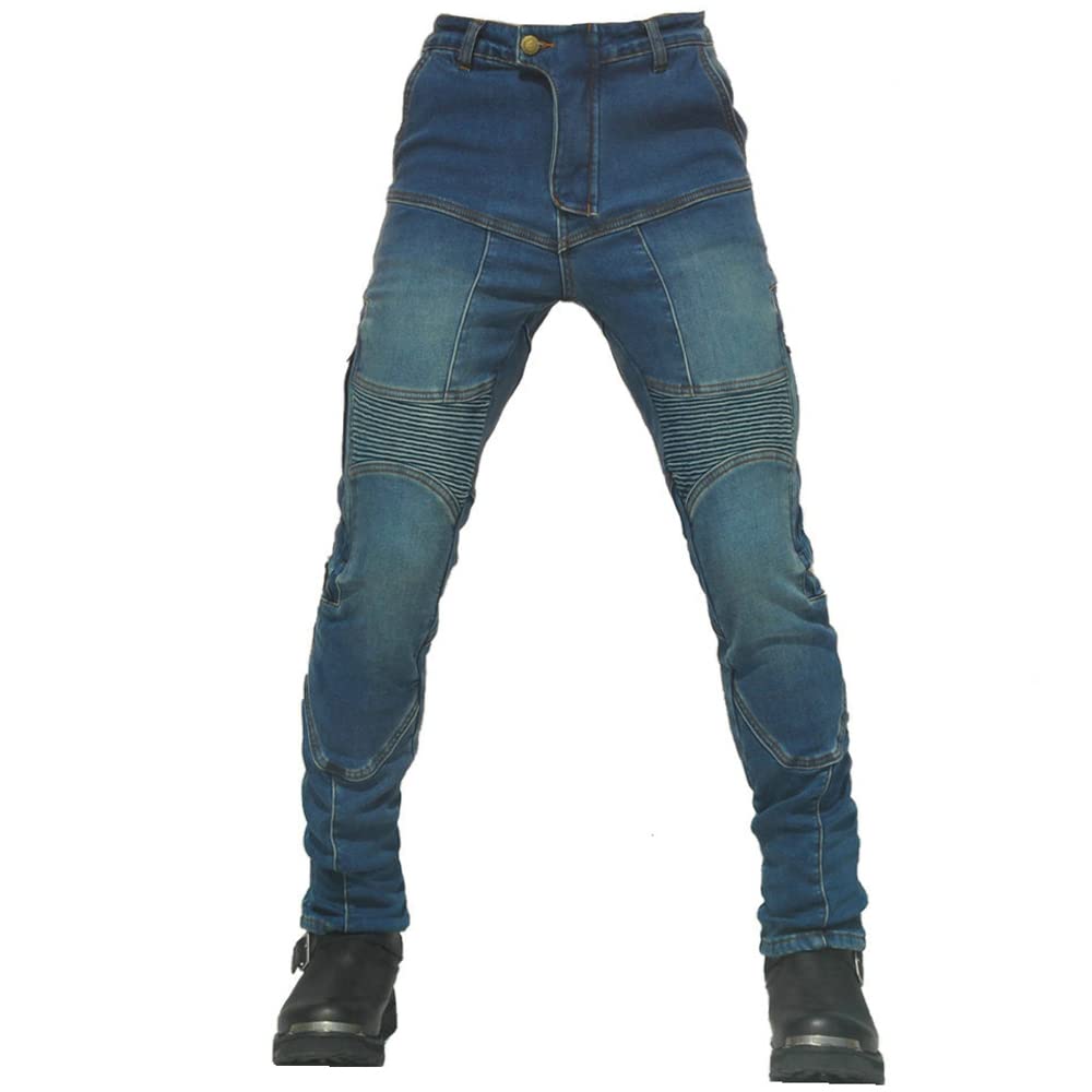 LOMENG Motorcycle Pants Riding Jeans for Men Armor Silica Gel Winter Plus Velvet Warm Motorbike Jeans