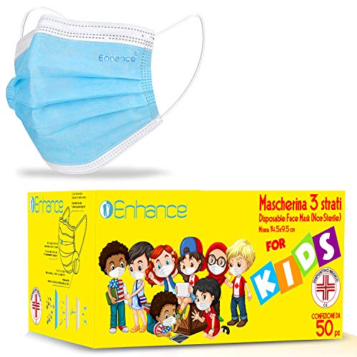 Mascherine Misura per Bambini 50 PZ 3 Strati Dispositivo di Classe I