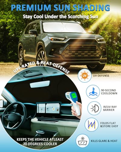 Image of Windshield Sunshade for Lexus TX /Toyota Grand Highlander 2024 2025 2026 XLE | Custom Fit Highlander MAX, Limited, Platinum Accessories Sun Visor Front Window Sun Shade Cover Blocker Sun Protector