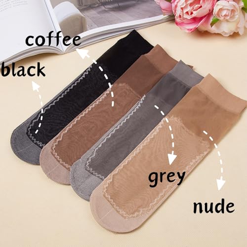 12 Pairs Nylon Socks for Women Stocking Socks Ankle Thin Sock w/Reinforced Bottom and Toe by Daisy&Dino 7