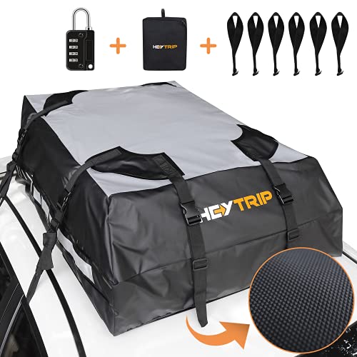 HEYTRIP 100% Waterproof Roof Cargo Carrier with Non-Slip Bottom, Reflective Strips for Vehicles with Racks or Without Racks (2 Years Warranty)