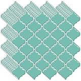 Thicker, WalDecoo Arabesque Peel and Stick Tiles, Premium Self-Adhesive Kitchen Backsplash Tiles Sticker, Green Peel and Stick Backsplash for Kitchen (10 Tiles, 12”×12”)