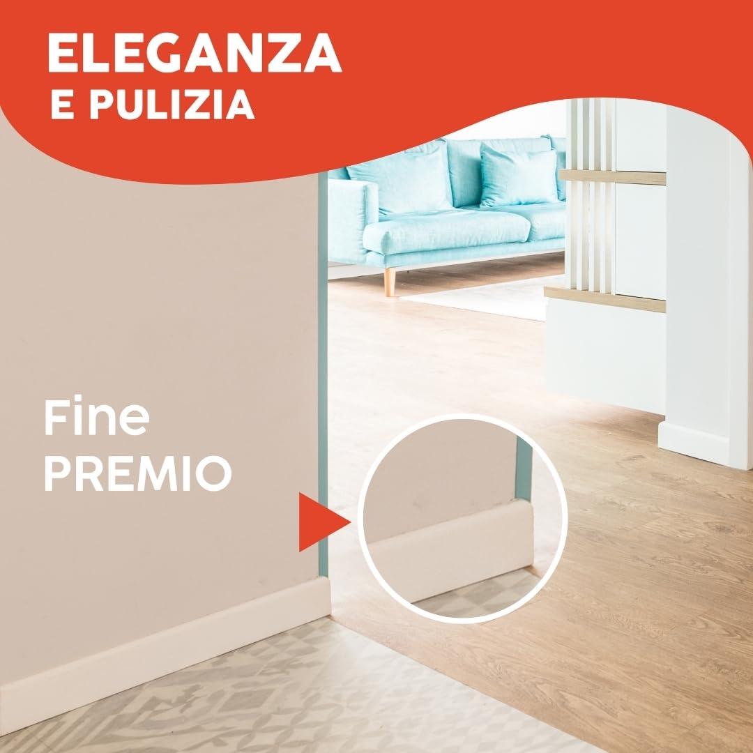 Pack 5 Battiscopa in PVC 110cm | Zoccoletto Battiscopa Bianco Antiumidità | Battiscopa PVC Resistente & Facile da Installare