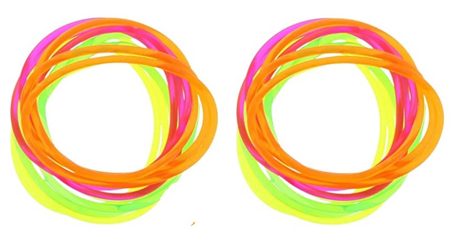 Mytoptrendz® Girl's Jelly Rubber Bracelets Bangle Wristband (Assorted neon-48pcs)